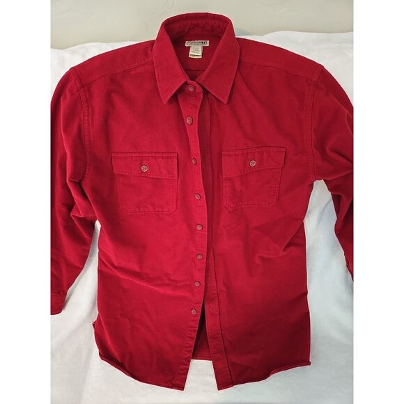 VTG LL Bean Men's Large (Tall) Shirt Jacket Heavy Duty Button Down Pocket RED - Picture 1 of 16